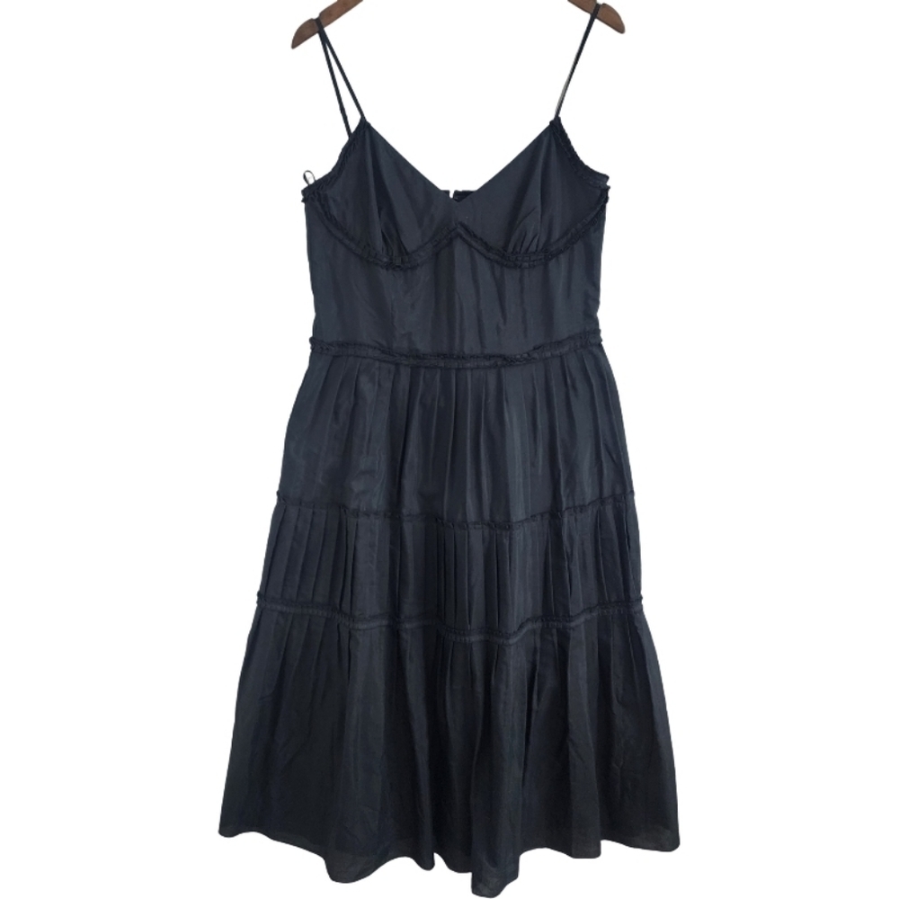 Loft Silk Cotton Blend Pleated Cocktail Midi Dress, size 12